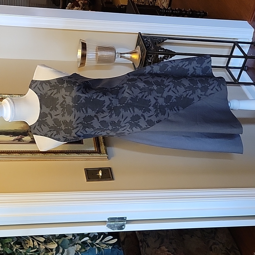 Banana Republic gray on gray sleeveless asymmetrical Aline dress lined 2P EUC…